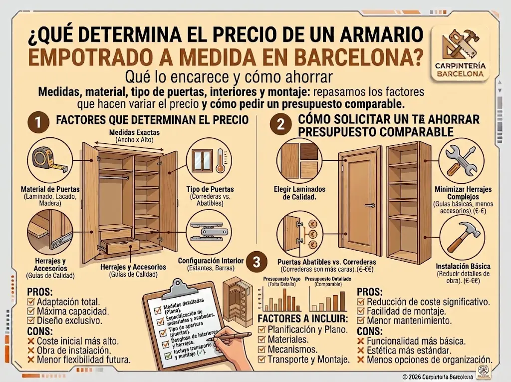 Precio de un armario empotrado a medida en Barcelona