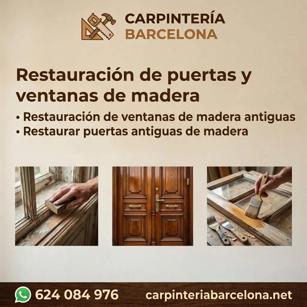 Restauración de puertas y ventanas de madera antiguas en Barcelona