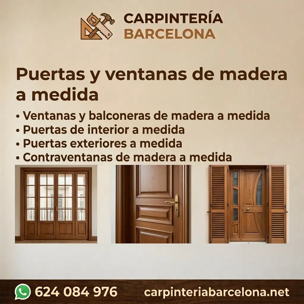 Puertas y ventanas de madera a medida fabricadas e instaladas en Barcelona