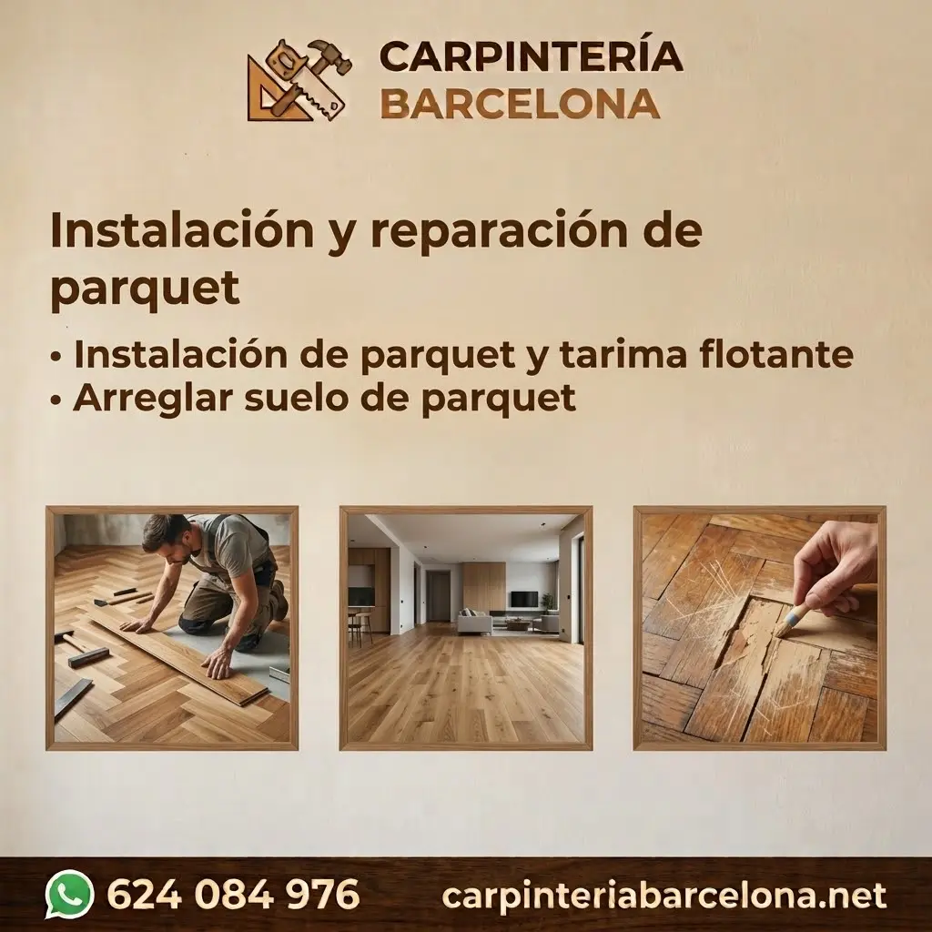 Instalación y reparación de suelo de parquet en un piso de Barcelona