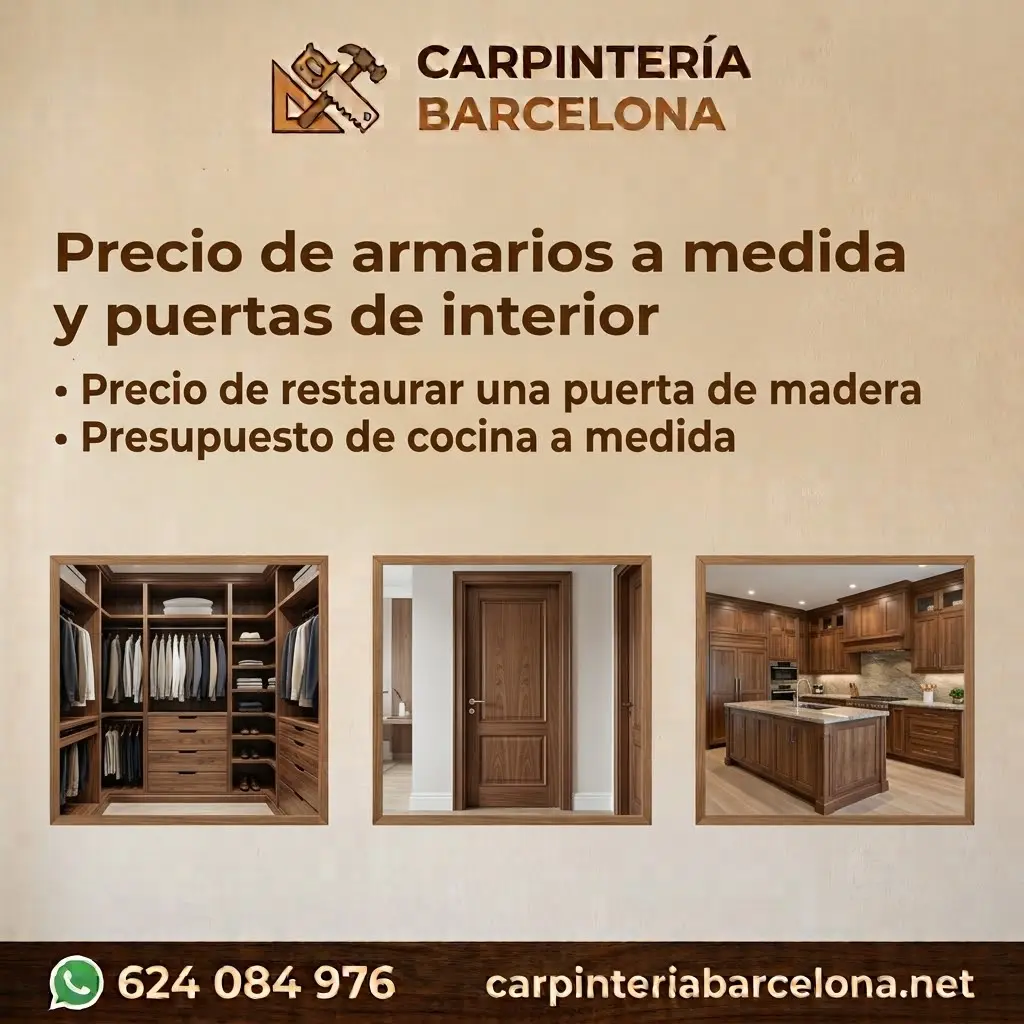 Armario a medida y puertas de interior de madera instaladas en Barcelona